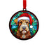 Airedale Terrier in Santa Hat Suncatcher Decoration
